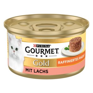 12x85g Gourmet Gold rafinált ragu nedves macskatáp- Lazac