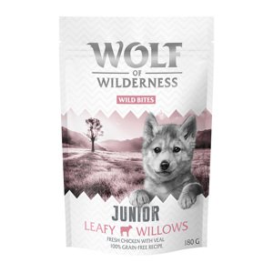 180g Wolf of Wilderness Snack - Wild Bites Junior kutyasnack- Leafy Willows - borjú