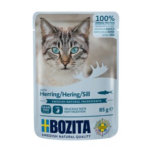 24x85g Bozita falatok szószban, tasakos nedves macskatáp- Hering