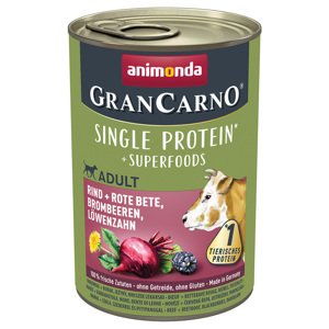 6x400g animonda GranCarno Adult Superfoods nedves kutyatáp- Marha + cékla, szeder, pitypang