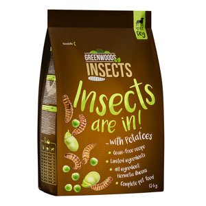 1,5kg Greenwoods Insects rovarok, sárgarépa, borsó & bab száraz kutyatáp