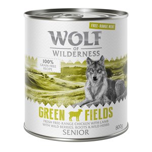 24x800g Wolf of Wilderness "Free-Range Meat" Senior Green Fields szabad tartású bárány & csirke nedves kutyatáp