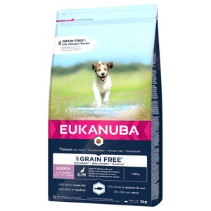 2x3kg Eukanuba Grain Free Puppy Small / Medium Breed lazaccal száraz kutyatáp