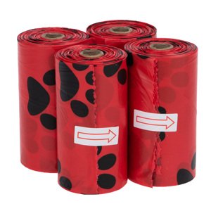 4x15db Illatosított kutyapiszok zacskó, piros, rózsaillattal