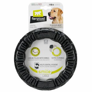Ferplast Smile rágógyűrű kutyajáték, fekete, Ø 20 x M 3,9 cm