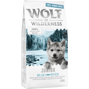 2x12kg  Wolf of Wilderness Junior "Blue River" -szabad tartású csirke & lazac száraz kutyatáp