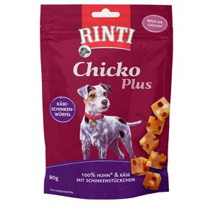 3x80g RINTI Chicko Plus sajt- és sonkakockák kutyasnack