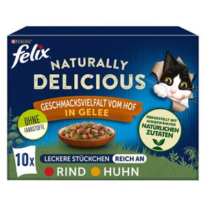 10x80g Felix Naturally Delicious tanyasi válogatás aszpikban nedves macskatáp