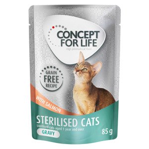 24x85g Concept for Life Sterilised Cats lazac gabonamentes nedves macskatáp szószban