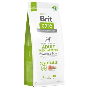 2x12kg Brit Care Dog Sustainable Adult Medium Breed Chicken & Insect száraz kutyatáp