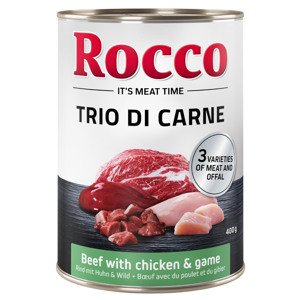 24x400g Rocco Classic Trio di Carne Marha, csirke & vad nedves kutyatáp