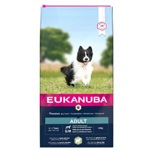 12kg Eukanuba Adult Small & Medium Breed bárány & rizs száraz kutyatáp 10% árengedménnyel