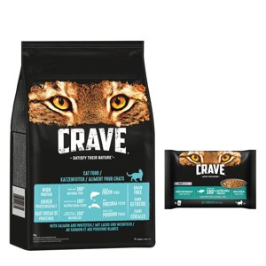 7kg Crave Adult lazac & fehér hal száraz macskatáp+4x85g szósz tonhallal nedvestáp 15% árengedménnyel