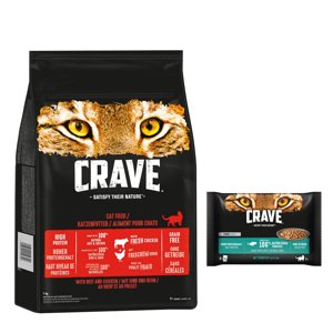 7kg Crave Adult marha & csirke száraz macskatáp+4x85g szósz tonhallal nedvestáp 15% árengedménnyel