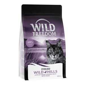 400g Wild Freedom Adult "Wild Hills" Sterilised kacsa gabonamentes száraz macskatáp