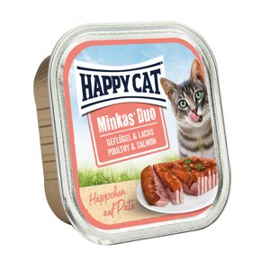 24x100g Happy Cat Minkas Duo pástétom & falatkák tálcás nedves macskatáp- Vegyes csomag I (5 változattal)