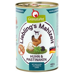 6x400g Granatapet Liebling's Mahlzeit Csirke & pasztinák nedves kutyatáp