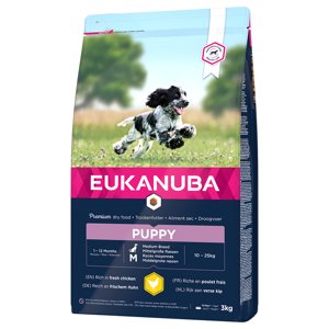 3kg Eukanuba Puppy Medium Breed csirke száraz kutyatáp 10% árengedménnyel