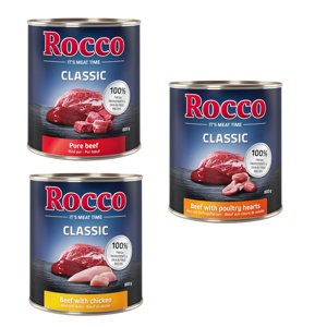 6x800 Rocco Classic nedves kutyatáp Szárnyas-mix: marha/csirke, marha/szárnyasszív, marha/pulyka