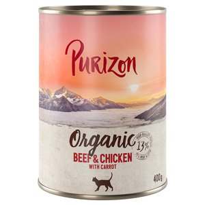 6x400g Purizon Organic Marha, csirke & sárgarépa nedves macskatáp