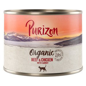 12x200g Purizon Organic Marha, csirke & sárgarépa nedves macskatáp