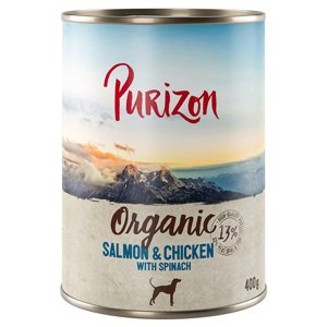 6x400g Purizon Organic Lazac, csirke & spenót nedves kutyatáp