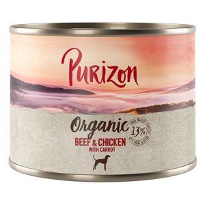 12x200g Purizon Organic Marha, csirke & sárgarépa nedves kutyatáp