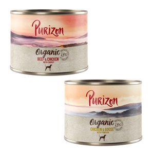 12x200g Purizon Organic nedves kutyatáp- Vegyes csomag:  6x csirke & liba, 6 x marha & csirke