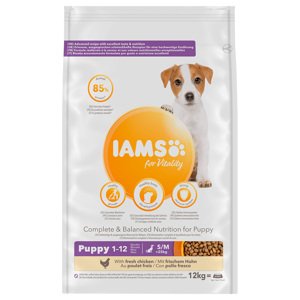 12kg IAMS for Vitality Dog Puppy & Junior Small / Medium csirke száraz kutyatáp