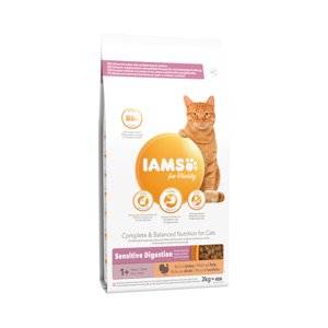 2x3kg IAMS for Vitality Sensitive Digestion Adult & Senior pulyka száraz macskatáp