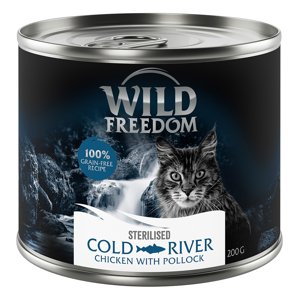 6x200g Wild Freedom Adult Sterilised Cold River - csirke & tőkehal gabonamentes nedves macskatáp