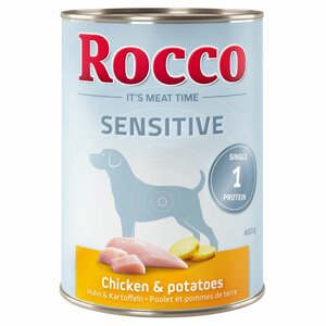6x400g Rocco Sensitive Csirke & burgonya (gabonamentes) nedves kutyatáp 5+1 ingyen akcióban