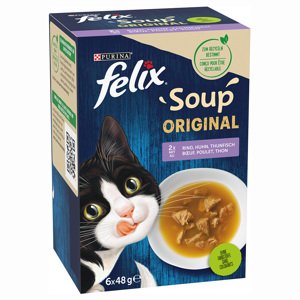 12x48g Felix Soup vegyes válogatás táplálékkiegészítő eledel macskáknak