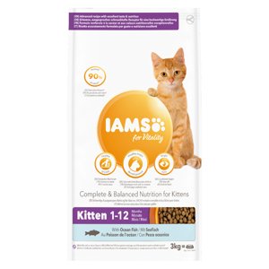3kg IAMS for Vitality Kitten tengeri hal száraz macskatáp 10% kedvezménnyel