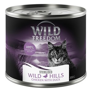 12x200g Wild Freedom Adult Wild Hills Sterilised - kacsa & csirke gabonamentes nedves macskatáp
