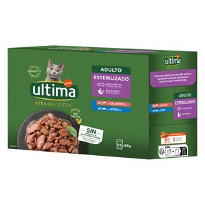 12x85g Ultima Cat Fit & Delicious Lazac & tonhal nedves macskatáp
