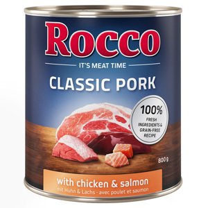 24x800g Rocco Classic Pork Csirke & lazac nedves kutyatáp