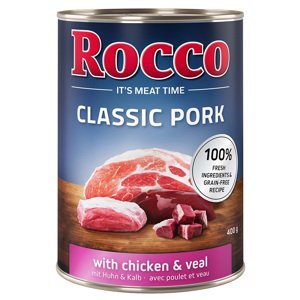 6x400g Rocco Classic Pork Csirke & borjú nedves kutyatáp