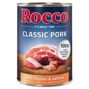 24x400g Rocco Classic Pork Csirke & lazac nedves kutyatáp