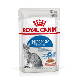 Kiegészítés a száraztáphoz: 12x85g Royal Canin Indoor Sterilised szószban nedvestáp