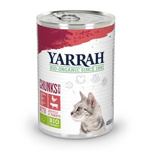 6x405g Yarrah falatkák szószban Bio marha, bio csalán & bio paradicsom nedves macskatáp
