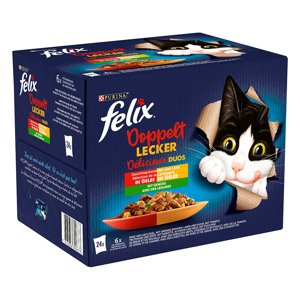 24x85g Felix Fantastic duplán finom - hús- & zöldségválogatás nedves macskatáp