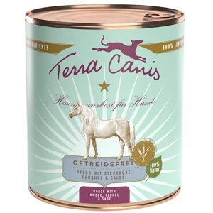 12x800g Terra Canis Gabonamentes Ló, fehér retek, édeskömény & zsálya nedves kutyatáp