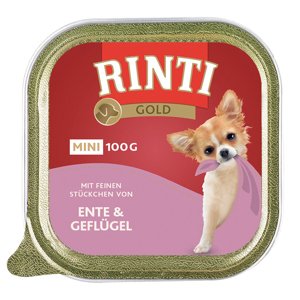 6x100g RINTI Gold Mini kacsa & szárnyas nedves kutyatáp