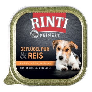11x150g RINTI Feinest tálcás nedves kutyatáp - Szárnyas pur & rizs