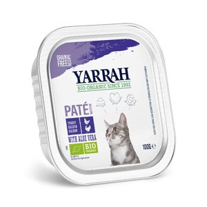 24x100g Yarrah Bio nedves macskatáp- Pástétom: bio csirke, bio pulyka & bio aloe vera