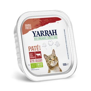 24x100g Yarrah Bio nedves macskatáp- Pástétom: bio marha & bio cikória