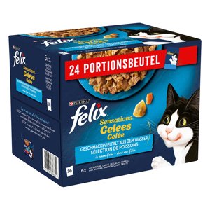 48x85g Felix Sensations halas válogatás aszpikban nedves macskatáp