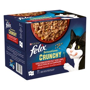 20x85g Felix Sensations húsválogatás nedves macskatáp + 2x40g Crunchy Crumbles topping macskáknak