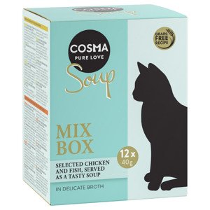 12x40g Cosma Soup  nedves macskatáp-Vegyes csomag 4 változattal